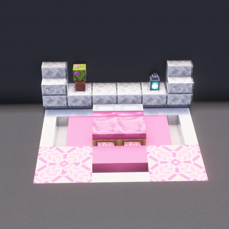 How to build Pink Bed in Minecraft - Decoration step by step tutorial