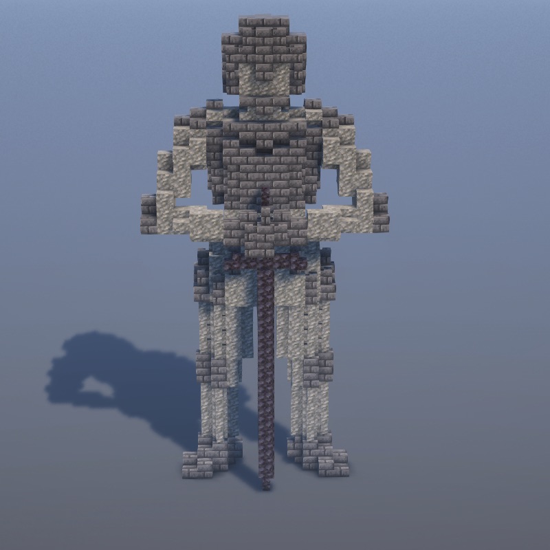 How to build Stone Warrior Statue in Minecraft - Medieval step by step tutorial