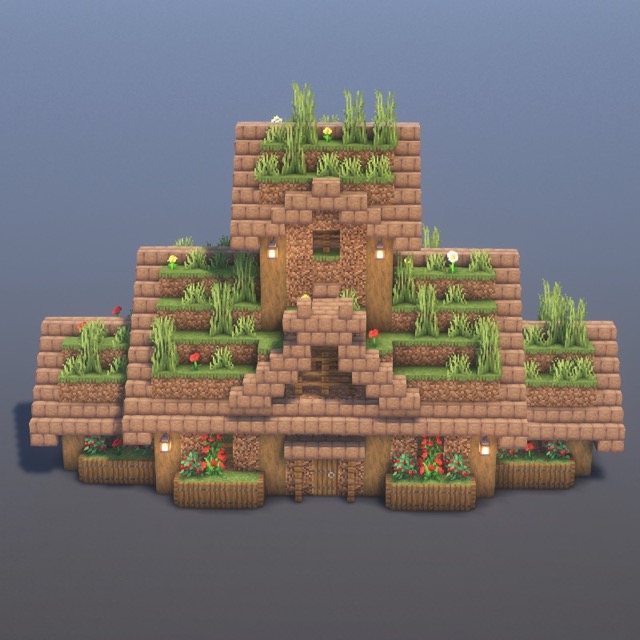 How to build Terraced Green Roof House in Minecraft - Rustic tutorial