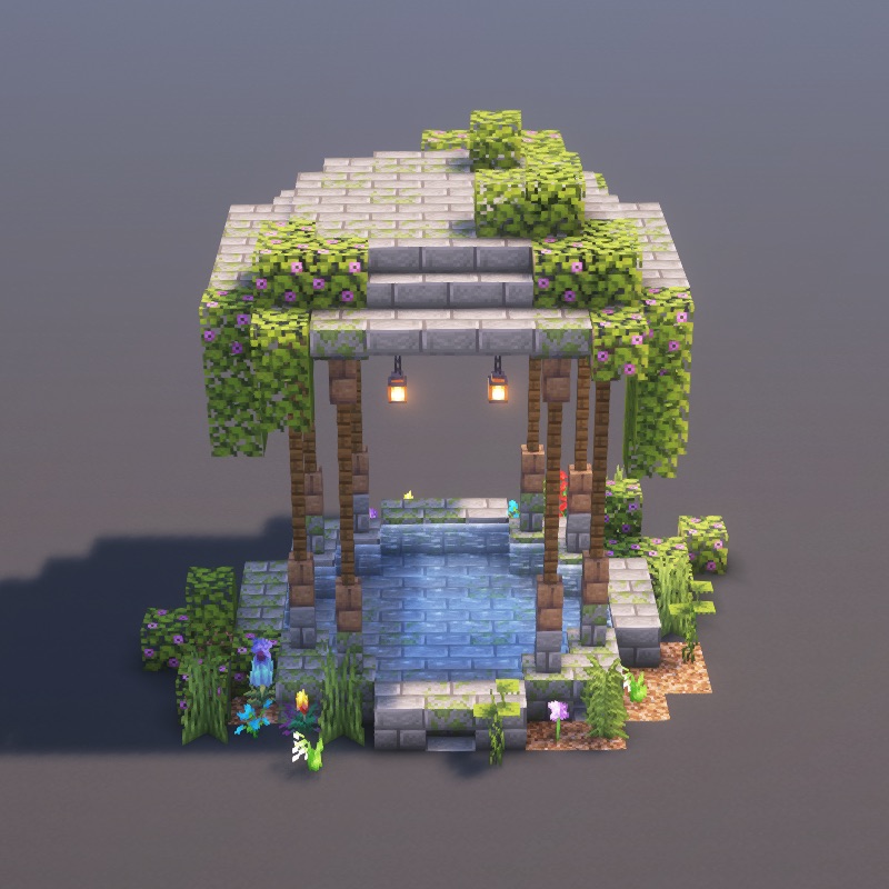 How to build Tranquil Garden Gazebo in Minecraft